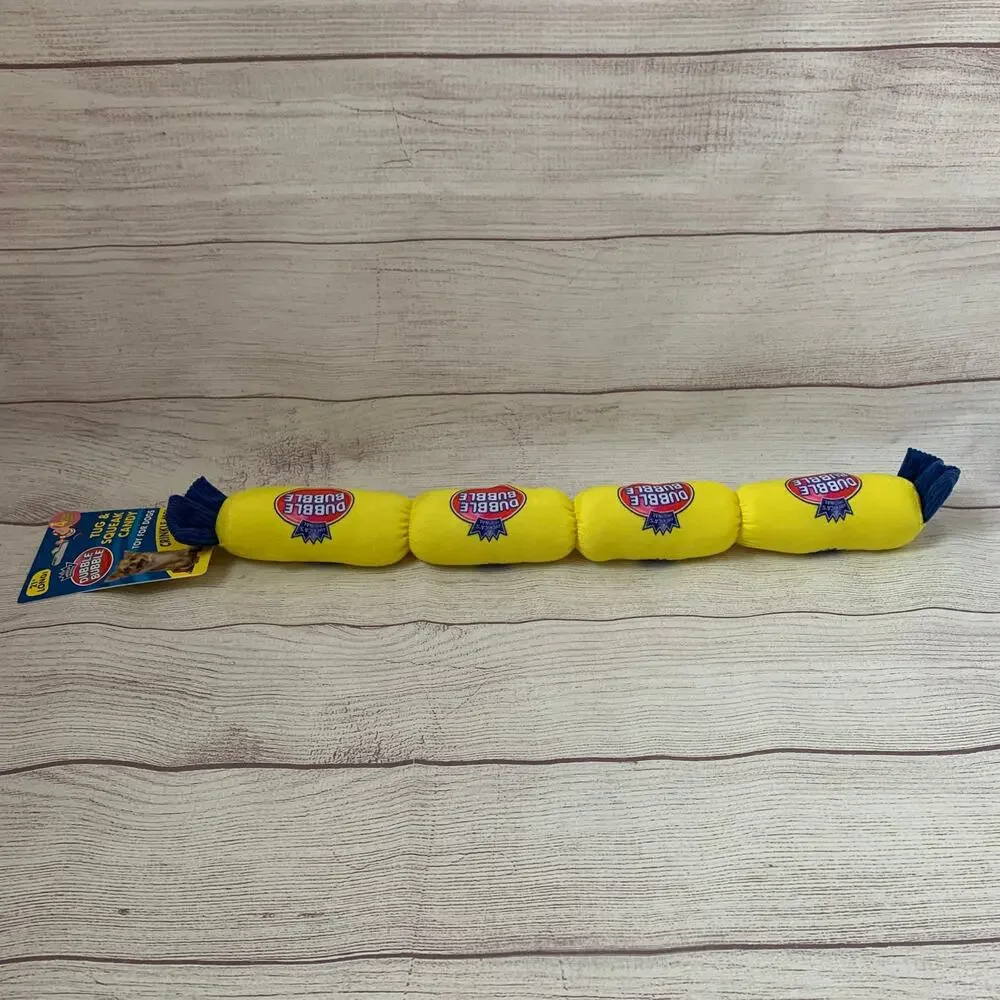 Dubble Bubble Dog Toy Link of 4 Connected Squeakers Ribbed Crinkle Ends Tug 21